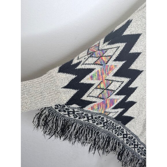 Adora Poncho Shaw Sweater Womens 2x 3X Aztec Southwestern Fringe Knit Plus Size - Picture 5 of 6